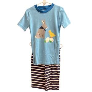 NEW Mini Boden Pajamas Bunny Chick Unisex Short Sleeve 100% Cotton Size 7Y 122cm